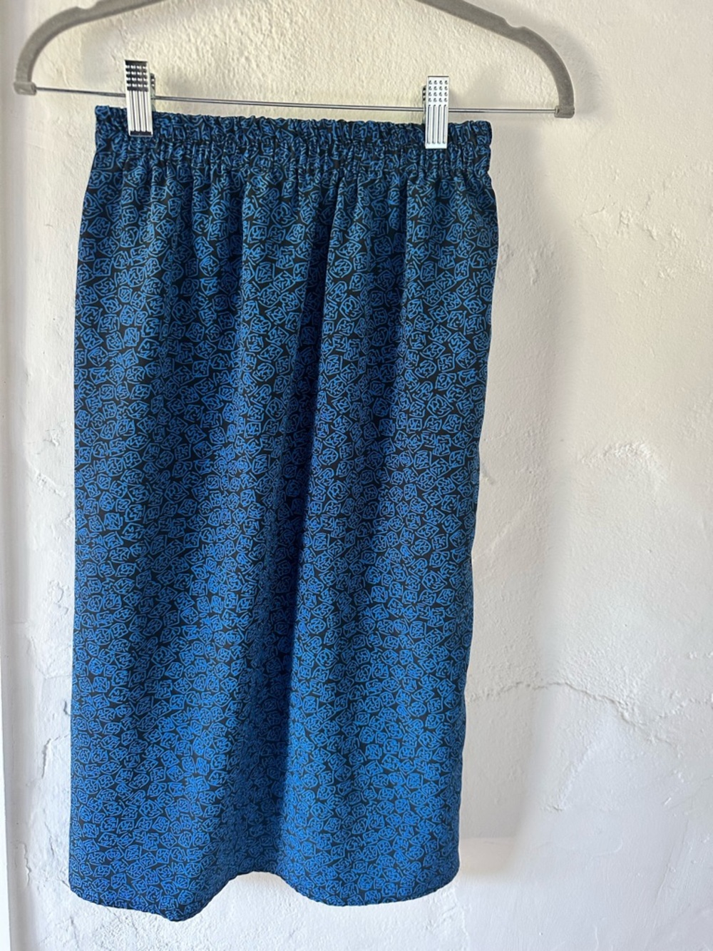 Blue Printed Elastic Waist Skirt